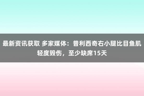 最新资讯获取 多家媒体：普利西奇右小腿比目鱼肌轻度毁伤，至少缺席15天