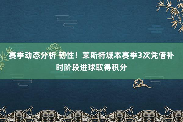 赛季动态分析 韧性！莱斯特城本赛季3次凭借补时阶段进球取得积分