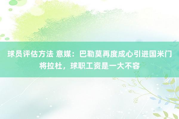 球员评估方法 意媒：巴勒莫再度成心引进国米门将拉杜，球职工资是一大不容