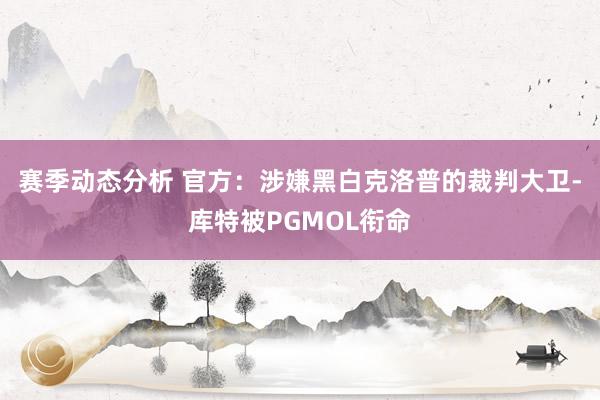 赛季动态分析 官方：涉嫌黑白克洛普的裁判大卫-库特被PGMOL衔命